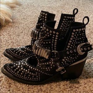 Jeffrey Campbell black studded booties